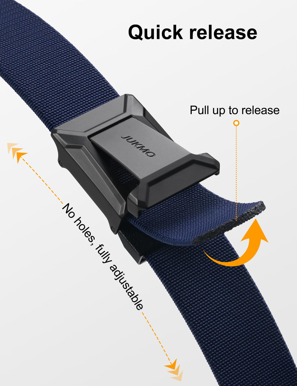 JUKMO Men's Stretch Tactical Belt, 1.5" Elastic Nylon Web with Flip Buckle | Quick Release Belt for Military Work Rigger Hiking