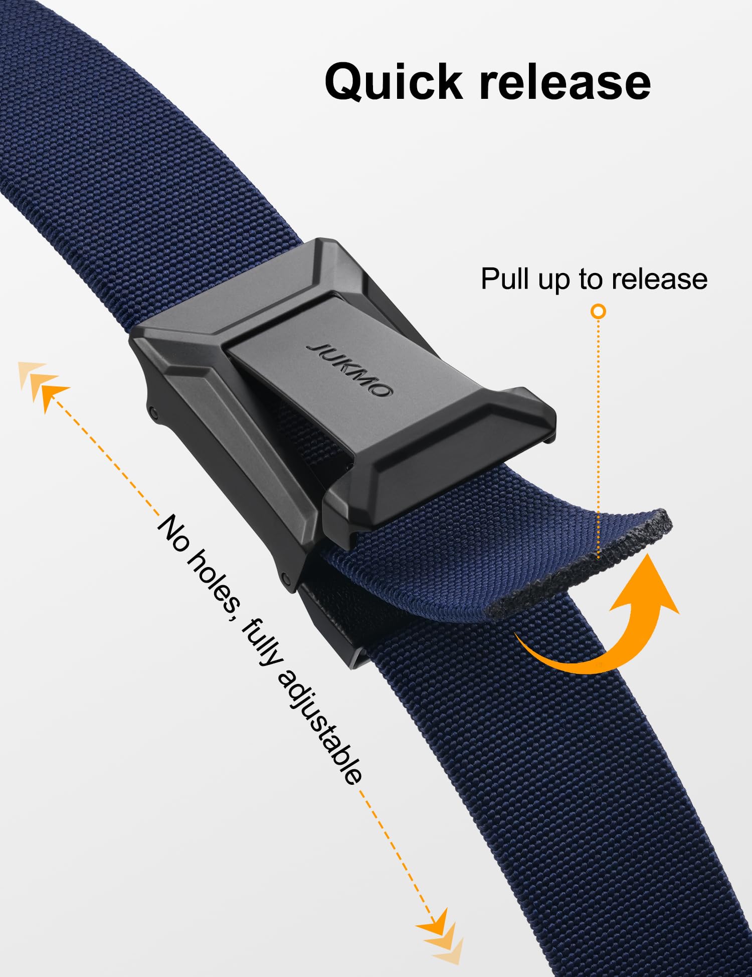 JUKMO Men's Stretch Tactical Belt, 1.5" Elastic Nylon Web with Flip Buckle | Quick Release Belt for Military Work Rigger Hiking