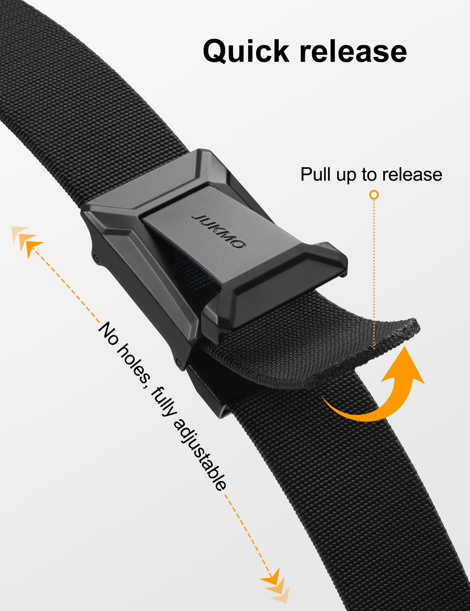 JUKMO Men's Stretch Tactical Belt, 1.5" Elastic Nylon Web with Flip Buckle | Quick Release Belt for Military Work Rigger Hiking