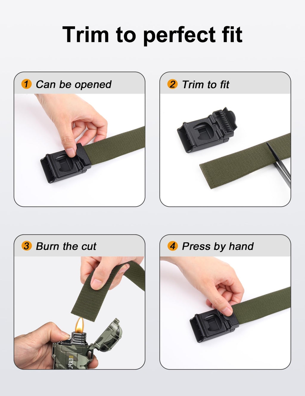 JUKMO Men's Stretch Tactical Belt, 1.5" Elastic Nylon Web with Flip Buckle | Quick Release Belt for Military Work Rigger Hiking