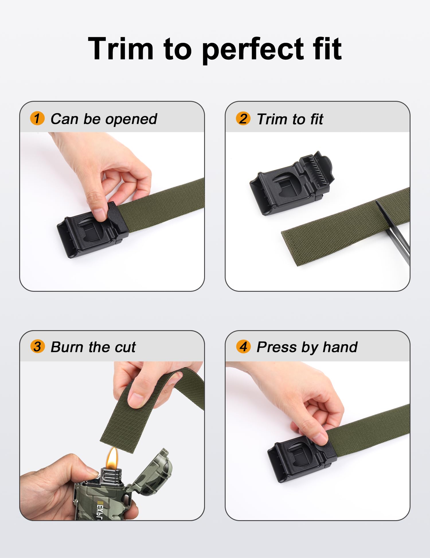 JUKMO Men's Stretch Tactical Belt, 1.5" Elastic Nylon Web with Flip Buckle | Quick Release Belt for Military Work Rigger Hiking