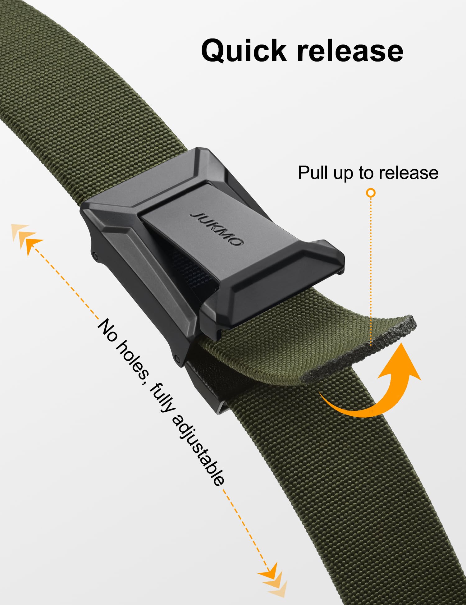 JUKMO Men's Stretch Tactical Belt, 1.5" Elastic Nylon Web with Flip Buckle | Quick Release Belt for Military Work Rigger Hiking