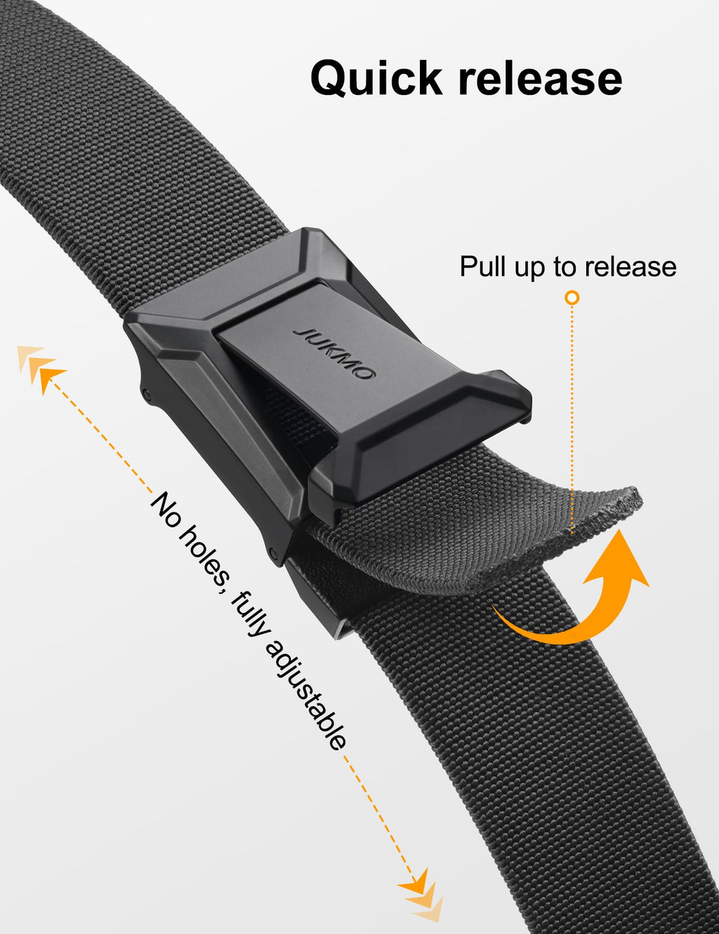JUKMO Men's Stretch Tactical Belt, 1.5" Elastic Nylon Web with Flip Buckle | Quick Release Belt for Military Work Rigger Hiking