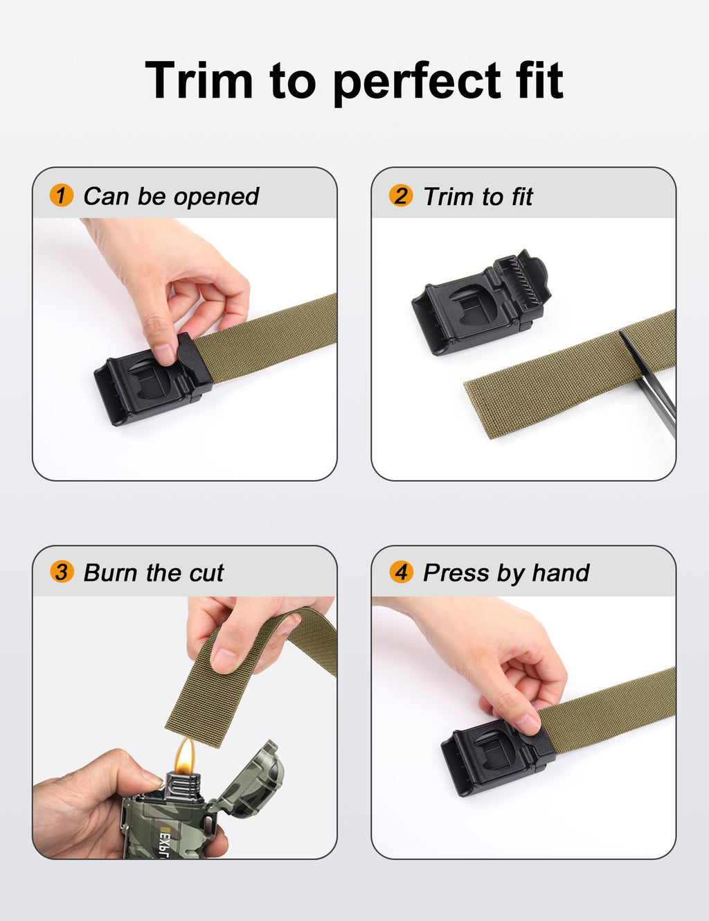 JUKMO Men's Stretch Tactical Belt, 1.5" Elastic Nylon Web with Flip Buckle | Quick Release Belt for Military Work Rigger Hiking
