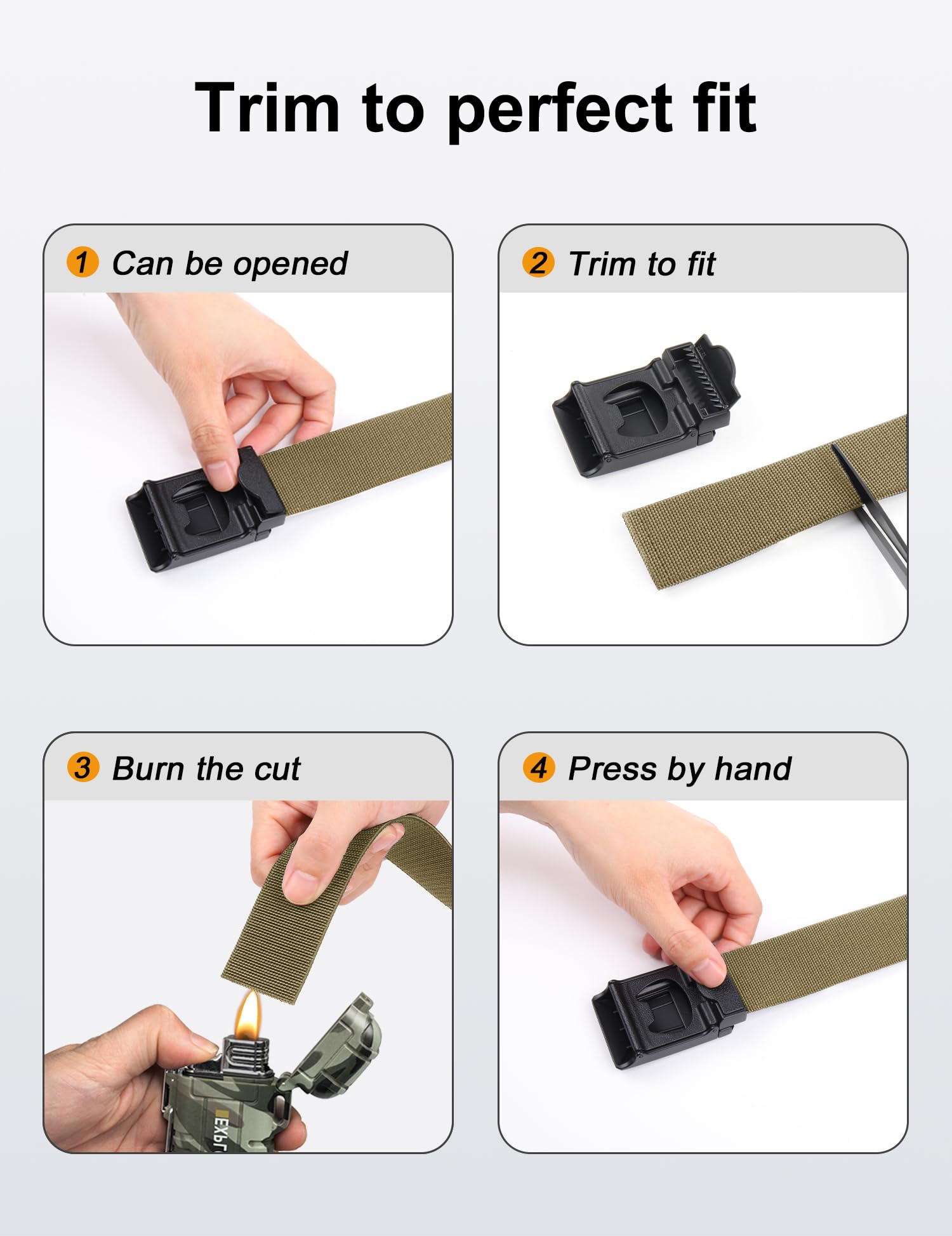 JUKMO Men's Stretch Tactical Belt, 1.5" Elastic Nylon Web with Flip Buckle | Quick Release Belt for Military Work Rigger Hiking