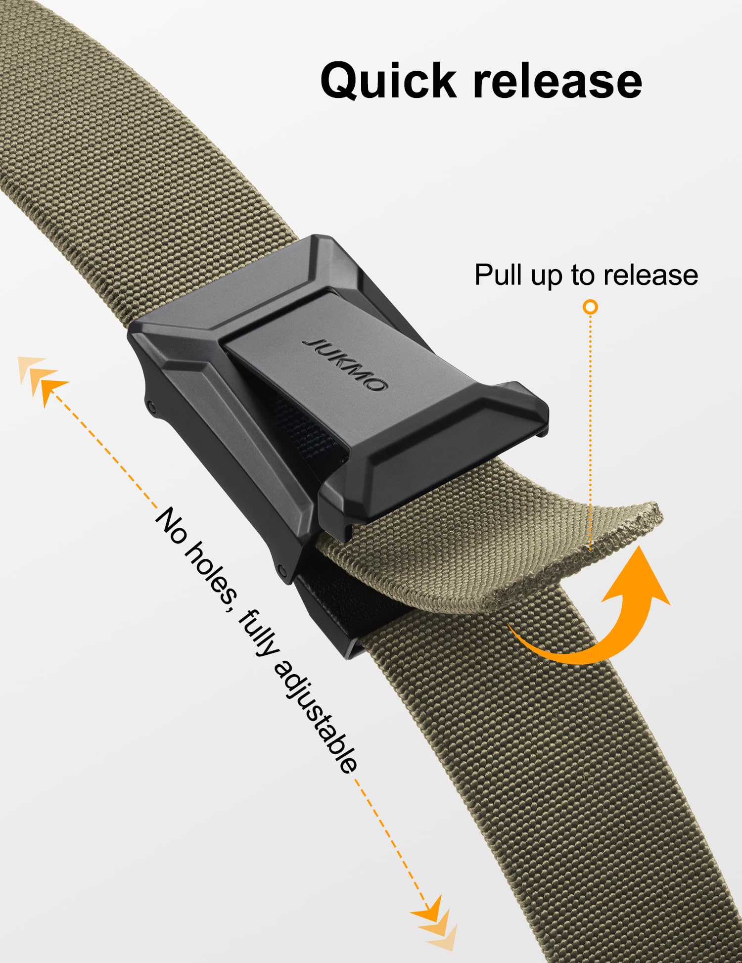 JUKMO Men's Stretch Tactical Belt, 1.5" Elastic Nylon Web with Flip Buckle | Quick Release Belt for Military Work Rigger Hiking