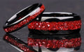 Garnet Ring Tungsten Ring Artificial Red Synthetic Gemstone Inlay Men's Wedding Band Gift Him 8mm Lab Created Garnet