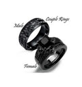 Gorgeous Black Full Zircon Couple Ring Fashion Men's Stainless Steel Ring Elegant Women's Heart-shaped 2pcs Wedding Jewelry Gift